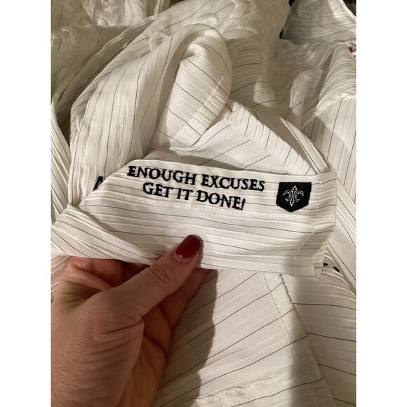 Roar Mens Embroidered Western Shirt Size Large Western Rodeo White Black Striped - Picture 11 of 13